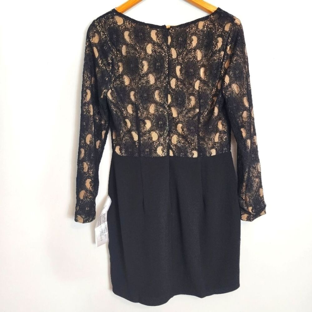 NWT Dress the Population Chante Lace Long Sleeve LBD Dress Black Size Large - Picture 6 of 9